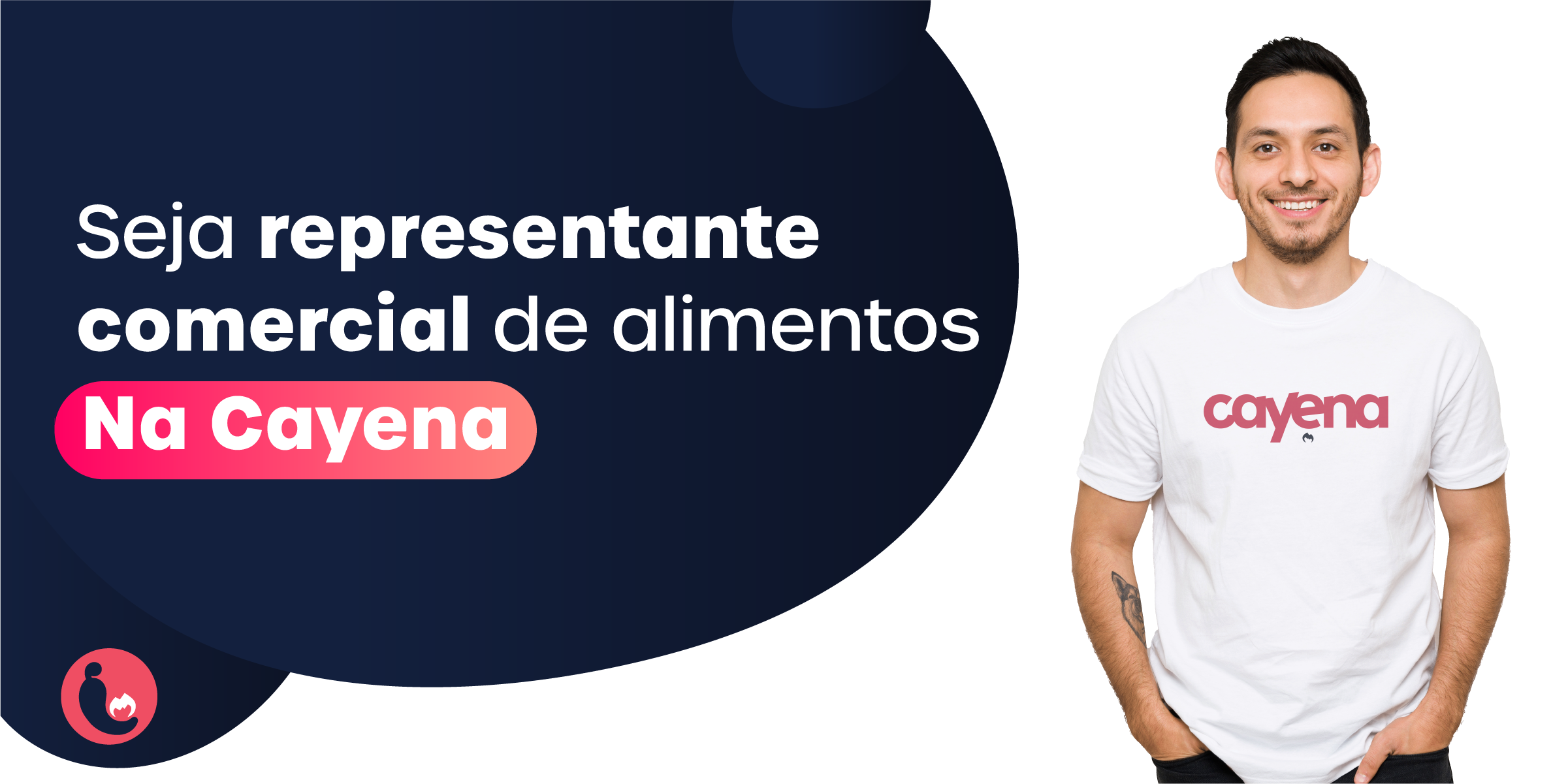 homem, representante comercial de alimentos utilizando uma camisa da Cayena