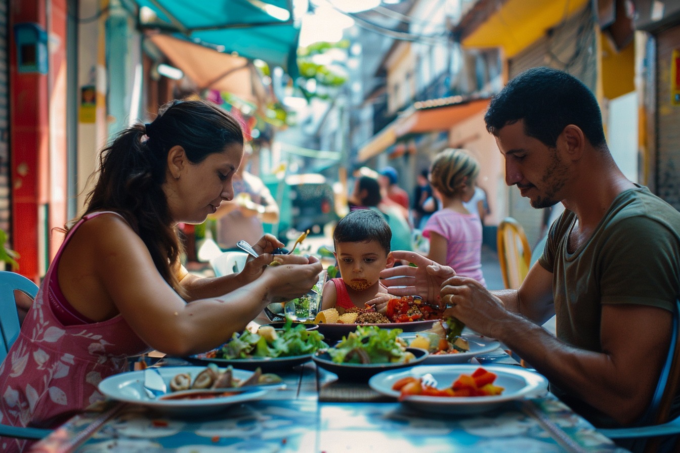 pessoas em um restaurante vegetariano